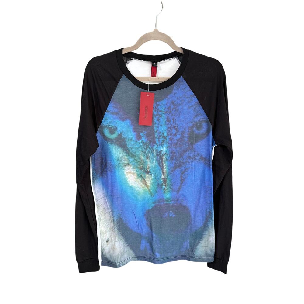 NWT Civil Society Wolf Print Longsleeve Henley Size S